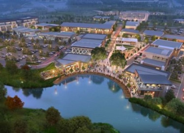 Bridgeland rendering with commercial district seen from above.
